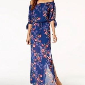 City Studios Off-The-Shoulder Tie-Cuff Maxi Dress